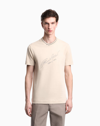 Emporio Armani Slim-fit, heavy jersey T-shirt with logo signature embroidery