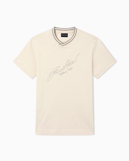 Emporio Armani Slim-fit, heavy jersey T-shirt with logo signature embroidery