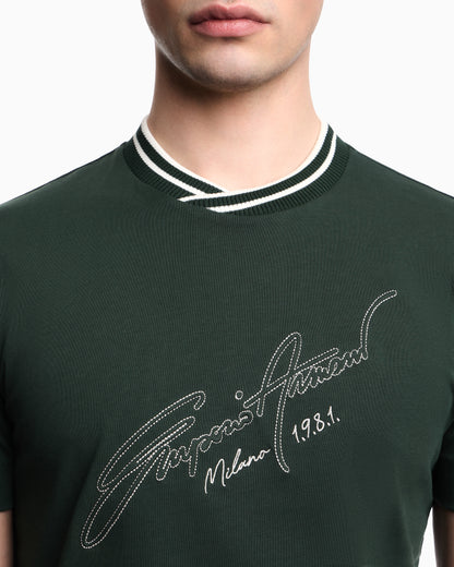 Emporio Armani Slim-fit, heavy jersey T-shirt with logo signature embroidery