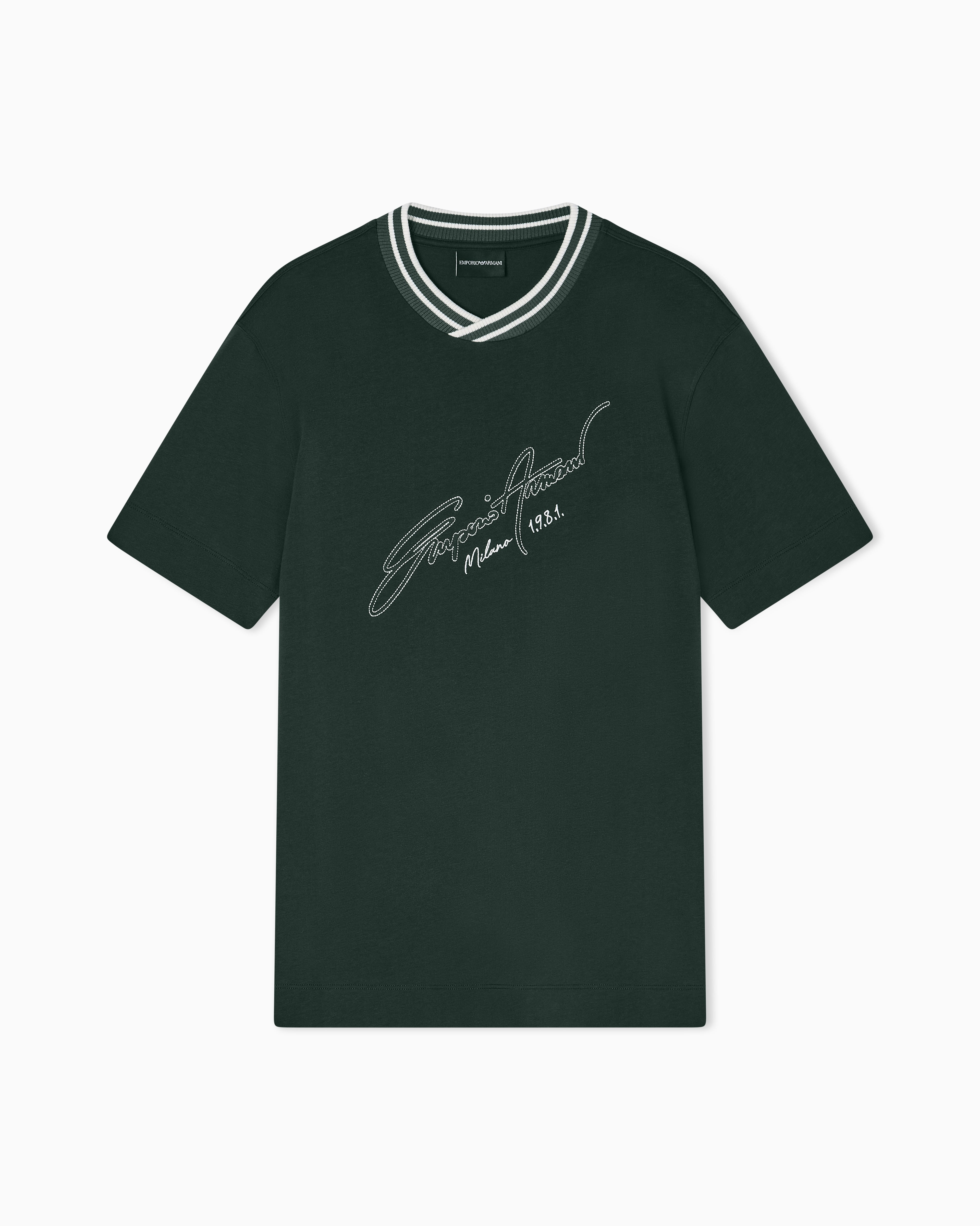 Emporio Armani Slim-fit, heavy jersey T-shirt with logo signature embroidery