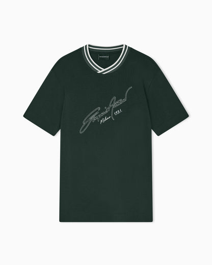 Emporio Armani Slim-fit, heavy jersey T-shirt with logo signature embroidery