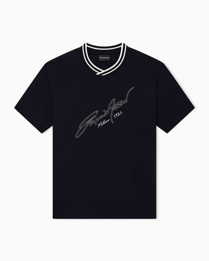 Emporio Armani Slim-fit, heavy jersey T-shirt with logo signature embroidery