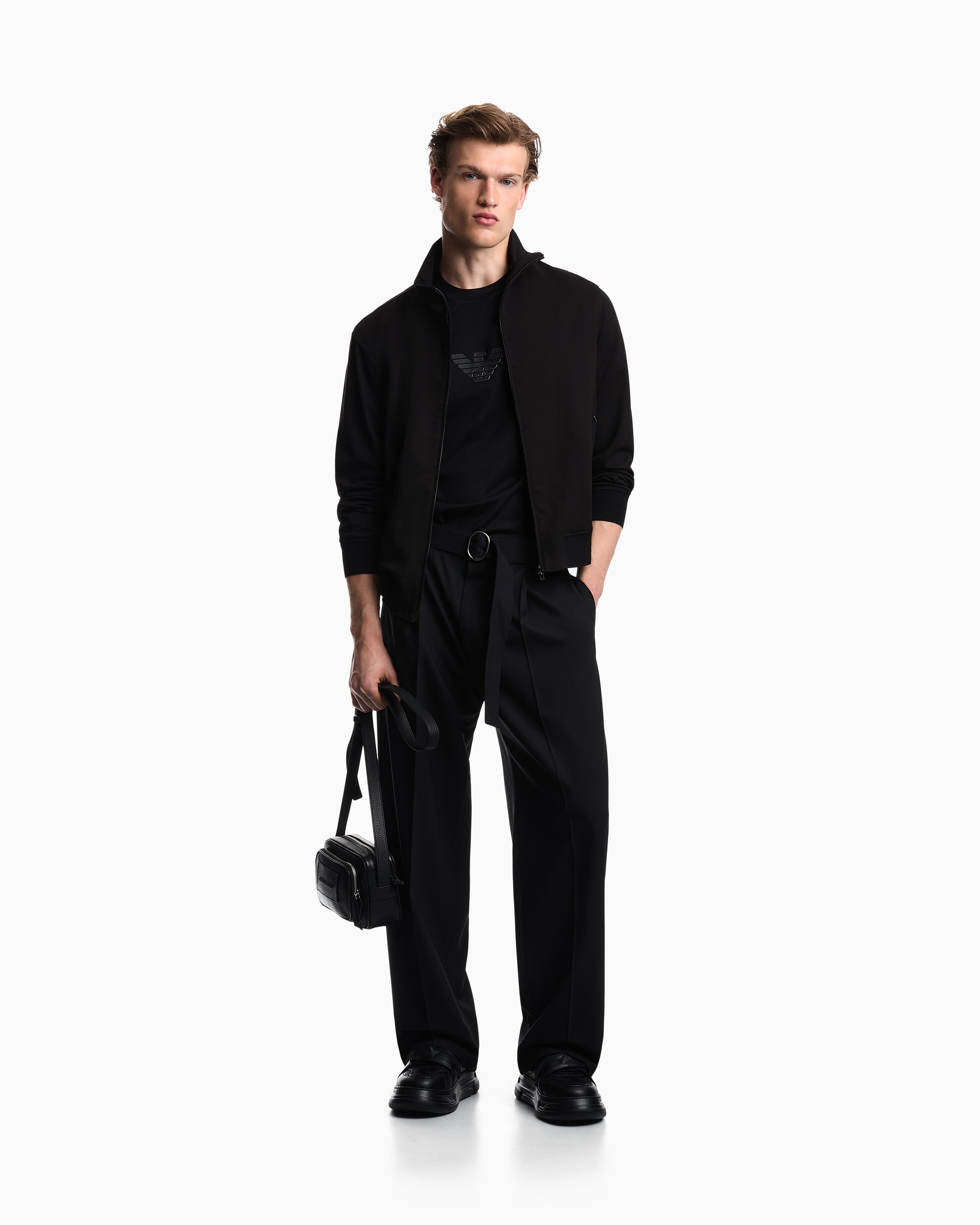 Emporio Armani Blouson in waffle-effect armure fabric