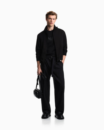 Emporio Armani Blouson in waffle-effect armure fabric