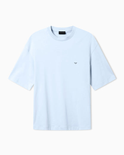 Emporio Armani Oversized jersey T-shirt with used-effect logo print