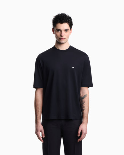 Emporio Armani Oversized jersey T-shirt with used-effect logo print