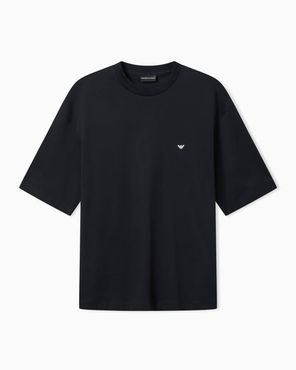 Emporio Armani Oversized jersey T-shirt with used-effect logo print