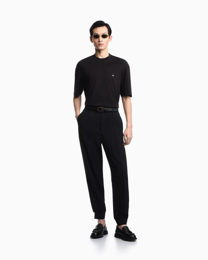 Emporio Armani Oversized jersey T-shirt with used-effect logo print
