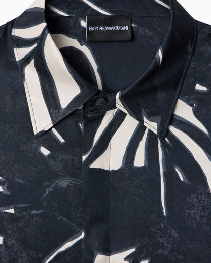 Emporio Armani Comfort-fit, fluid viscose shirt with an all-over print