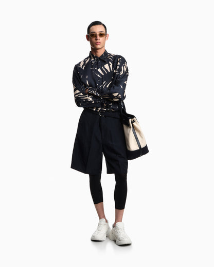 Emporio Armani Comfort-fit, fluid viscose shirt with an all-over print