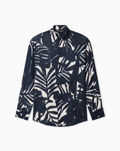 Emporio Armani Comfort-fit, fluid viscose shirt with an all-over print