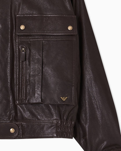 Emporio Armani Washed, vegetable-tanned nappa blouson