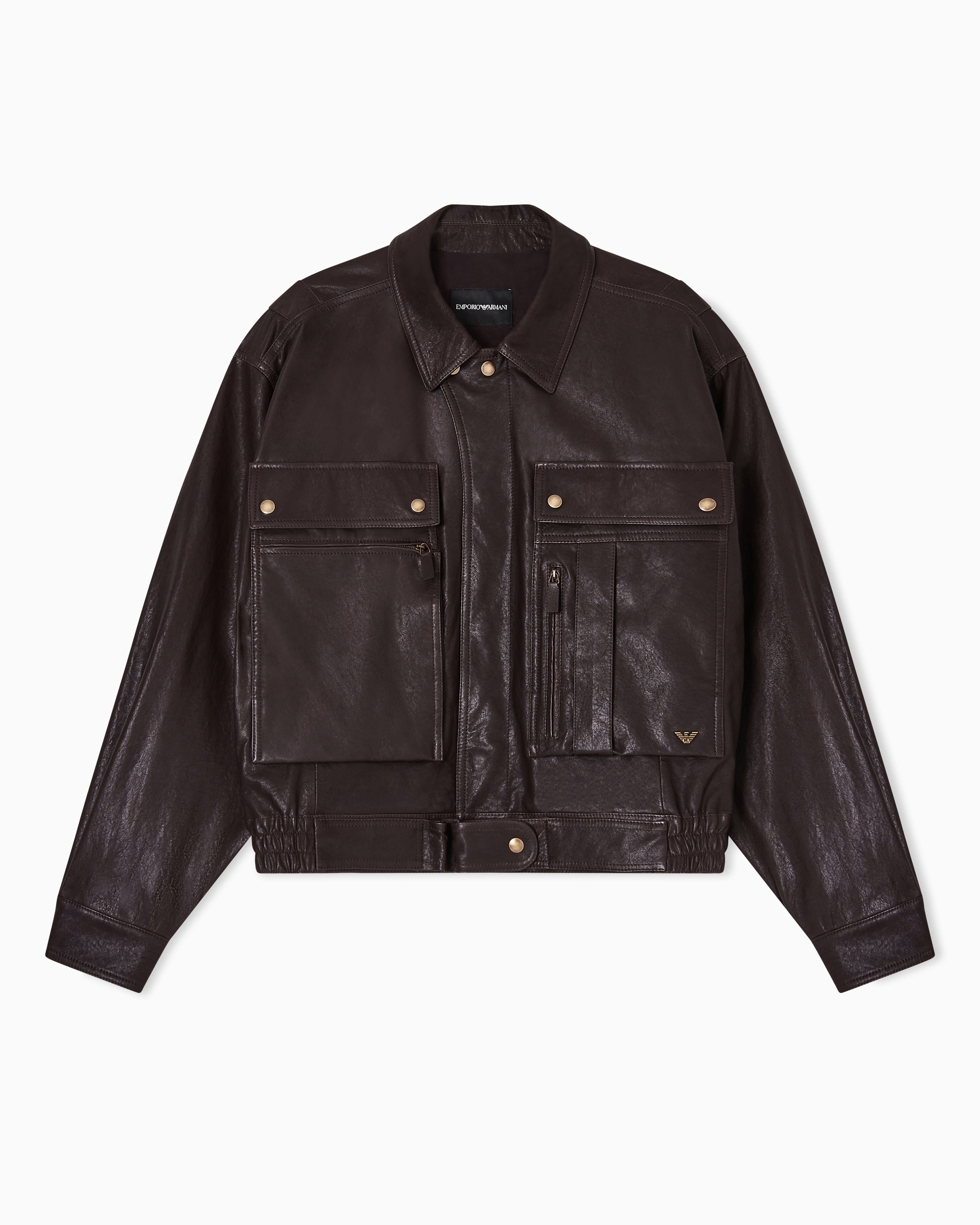 Emporio Armani Washed, vegetable-tanned nappa blouson