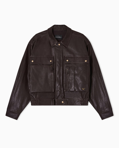Emporio Armani Washed, vegetable-tanned nappa blouson