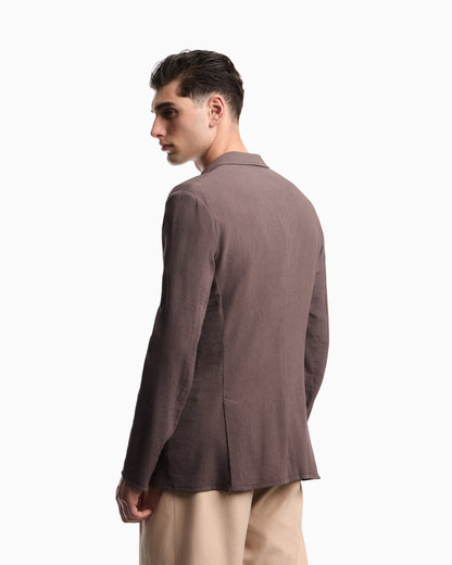 Emporio Armani Single-breasted jacket in 3D wrinkle-effect crêpe fabric