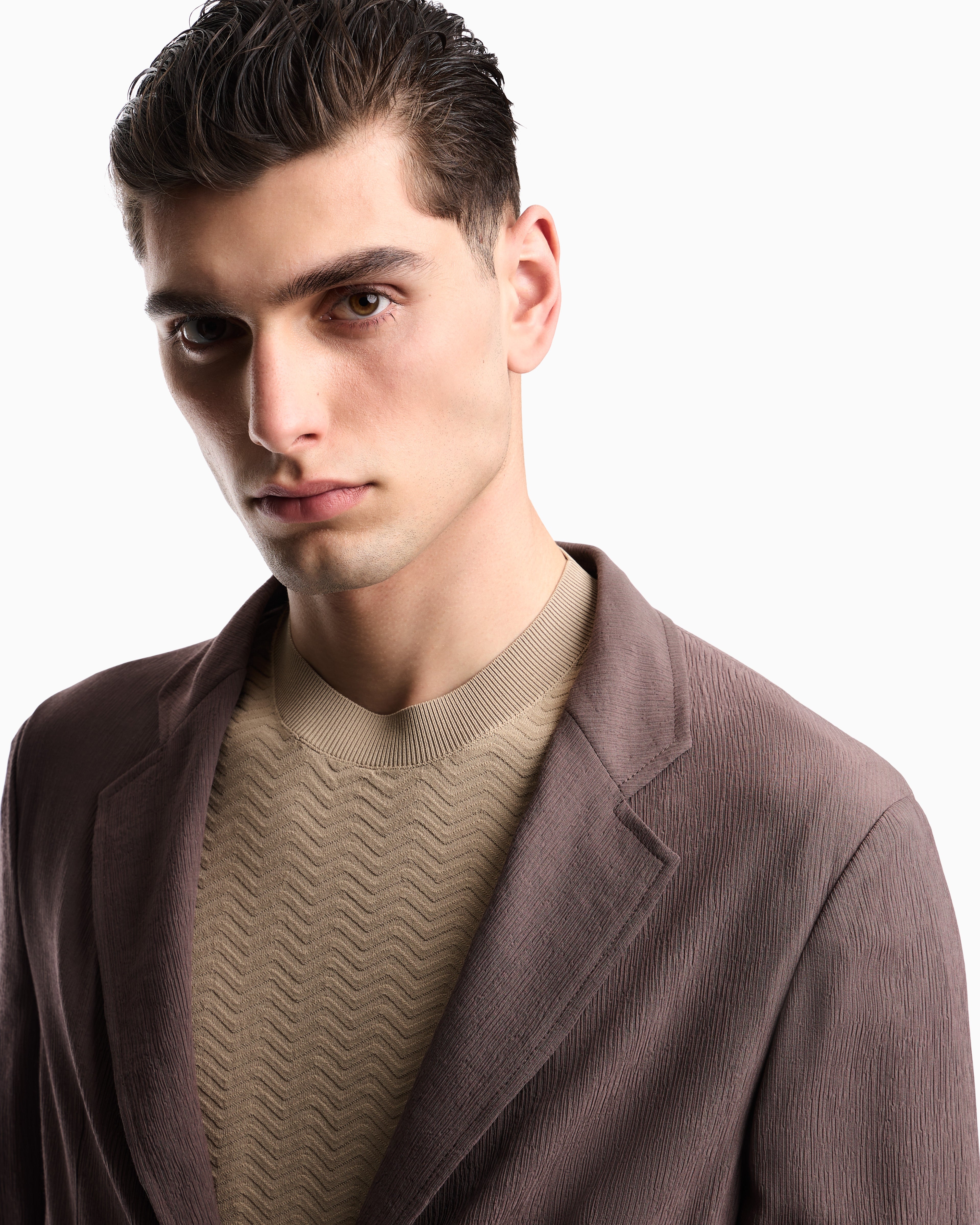 Emporio Armani Single-breasted jacket in 3D wrinkle-effect crêpe fabric