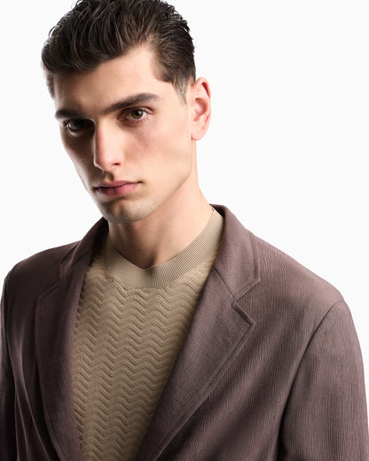 Emporio Armani Single-breasted jacket in 3D wrinkle-effect crêpe fabric