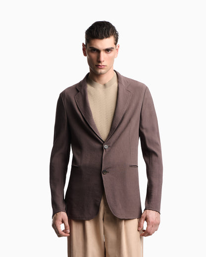 Emporio Armani Single-breasted jacket in 3D wrinkle-effect crêpe fabric