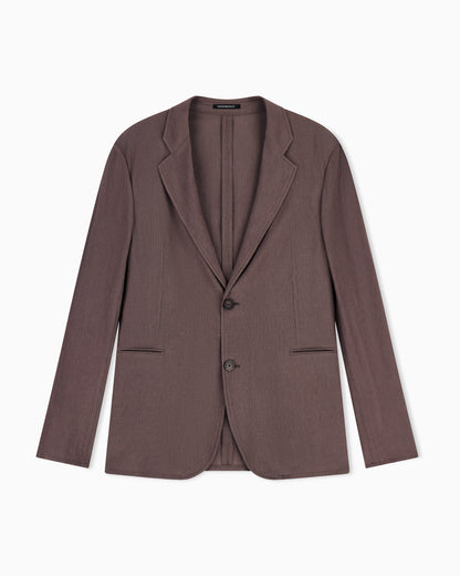 Emporio Armani Single-breasted jacket in 3D wrinkle-effect crêpe fabric