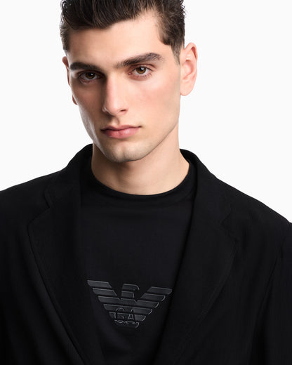 Emporio Armani Single-breasted jacket in 3D wrinkle-effect crêpe fabric