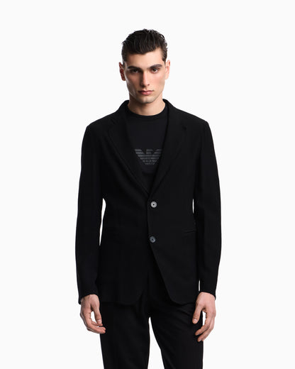 Emporio Armani Single-breasted jacket in 3D wrinkle-effect crêpe fabric