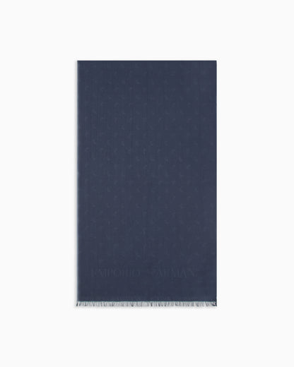 Emporio Armani Modal-blend jacquard stole with all-over eagle
