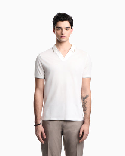 Emporio Armani V-neck piqué polo shirt