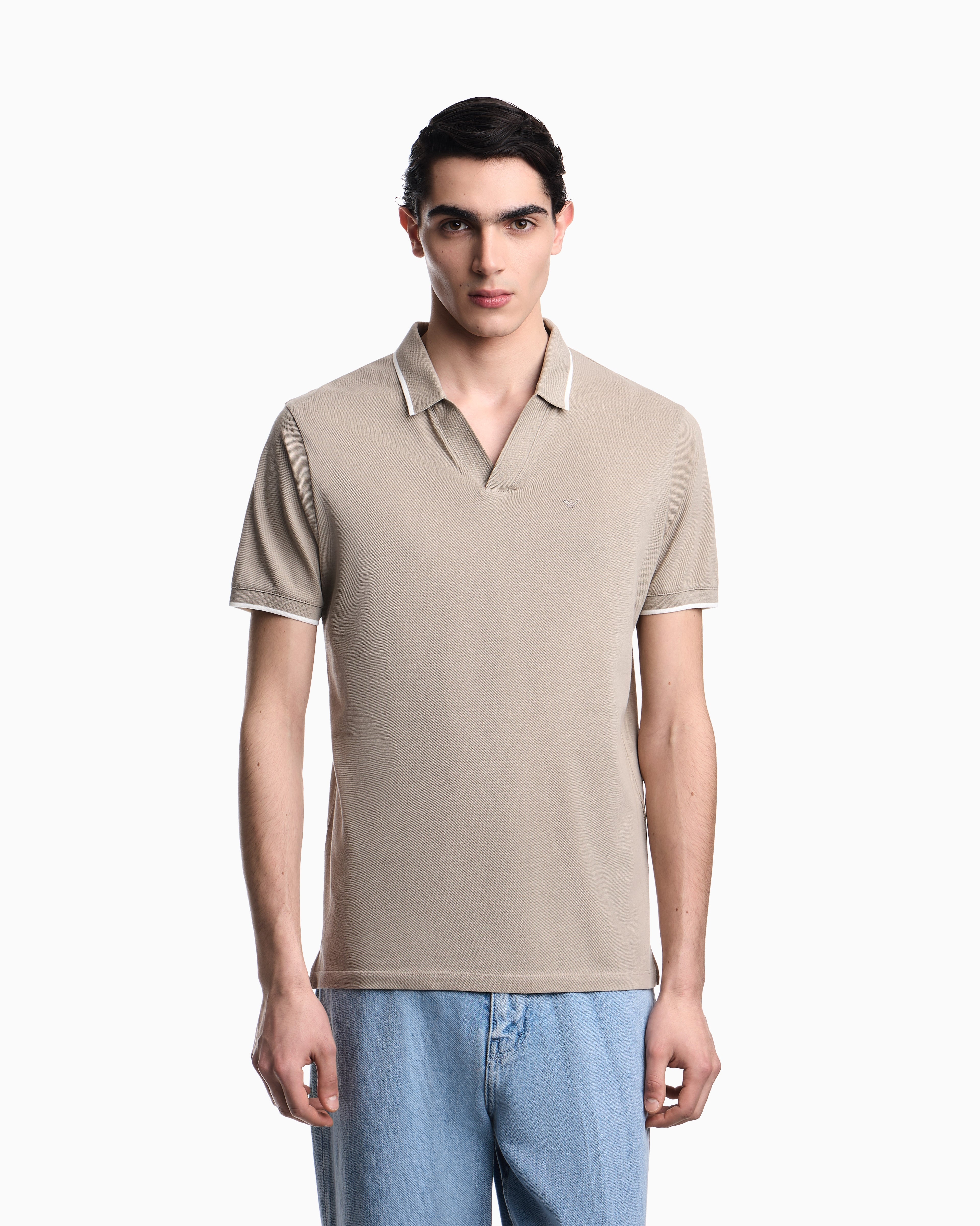 Emporio Armani V-neck piqué polo shirt