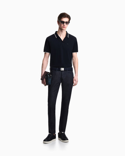 Emporio Armani V-neck piqué polo shirt