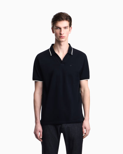 Emporio Armani V-neck piqué polo shirt