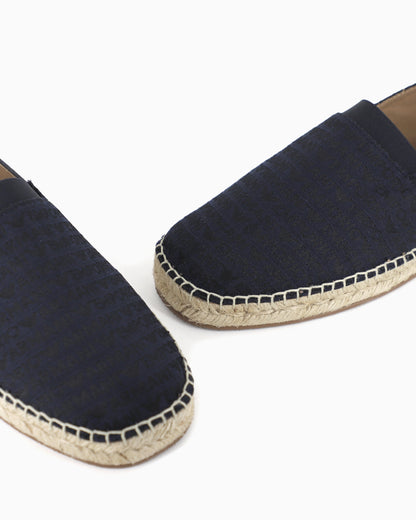Emporio Armani Jacquard Espadrilles With All-Over Logo Lettering Blue