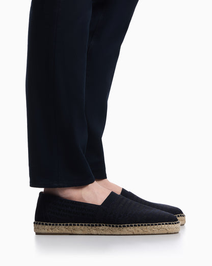 Emporio Armani Jacquard Espadrilles With All-Over Logo Lettering Blue