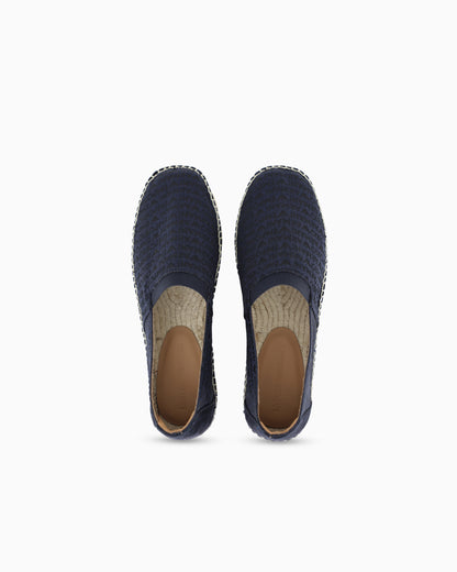 Emporio Armani Jacquard Espadrilles With All-Over Logo Lettering Blue