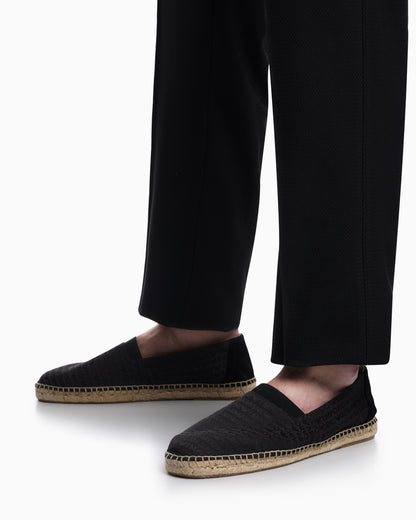 Emporio Armani Jacquard Espadrilles With All-Over Logo Lettering Black