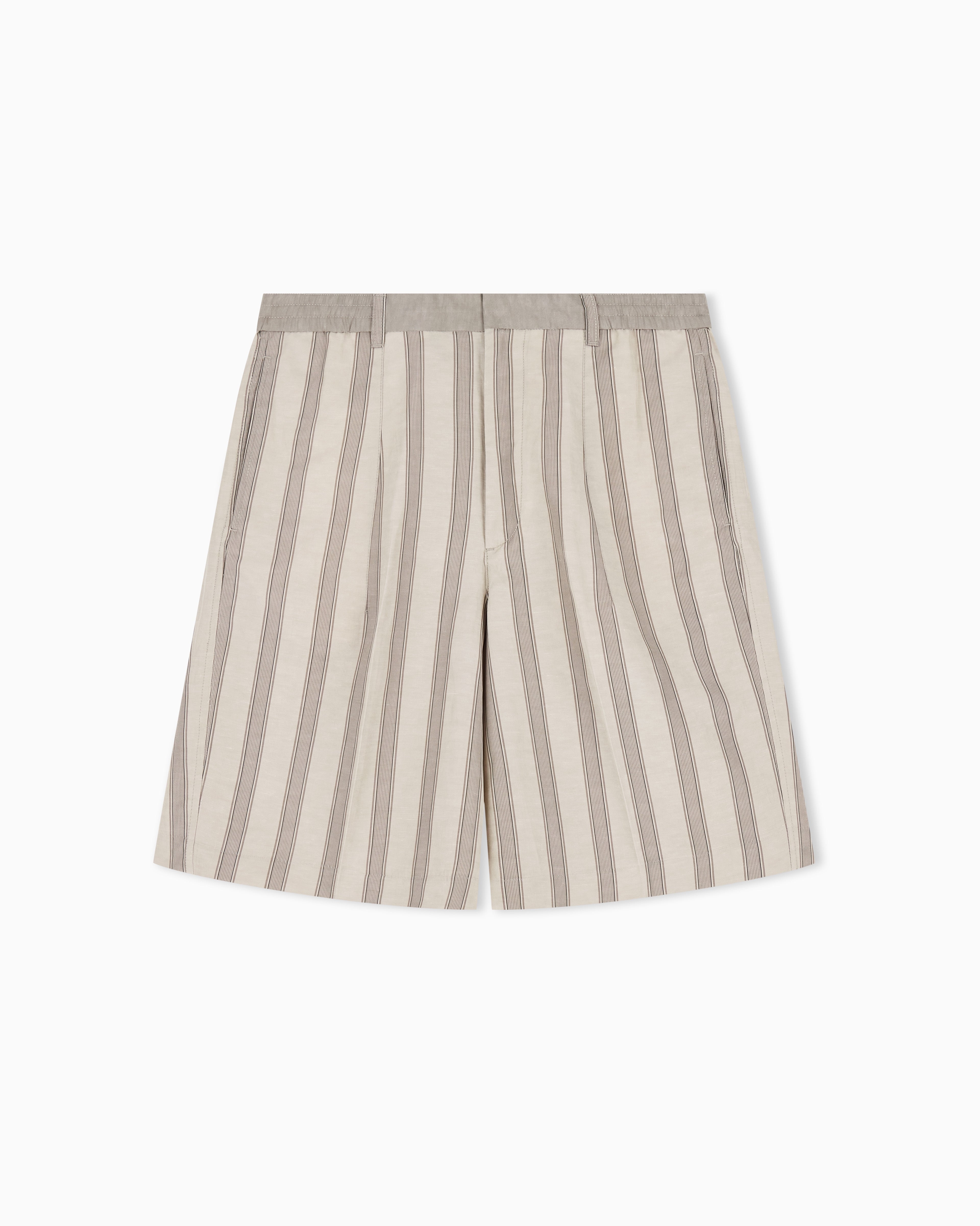Emporio Armani Linen-blend Bermuda shorts with all-over pattern