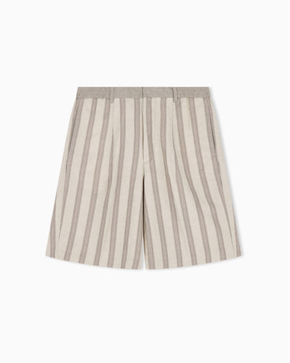 Emporio Armani Linen-blend Bermuda shorts with all-over pattern
