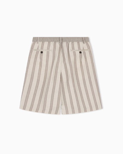 Emporio Armani Linen-blend Bermuda shorts with all-over pattern