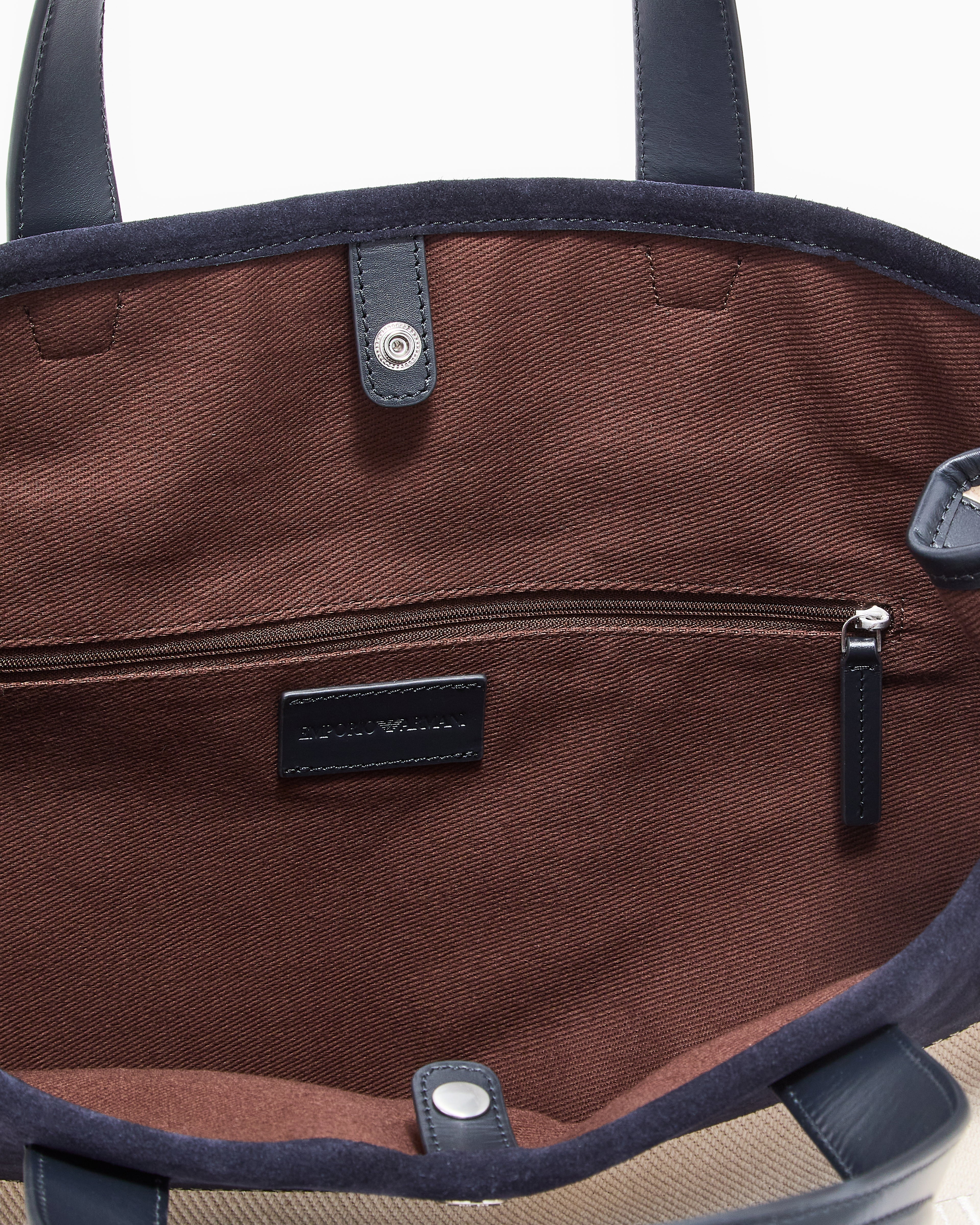 Emporio Armani Canvas shopper bag with leather details