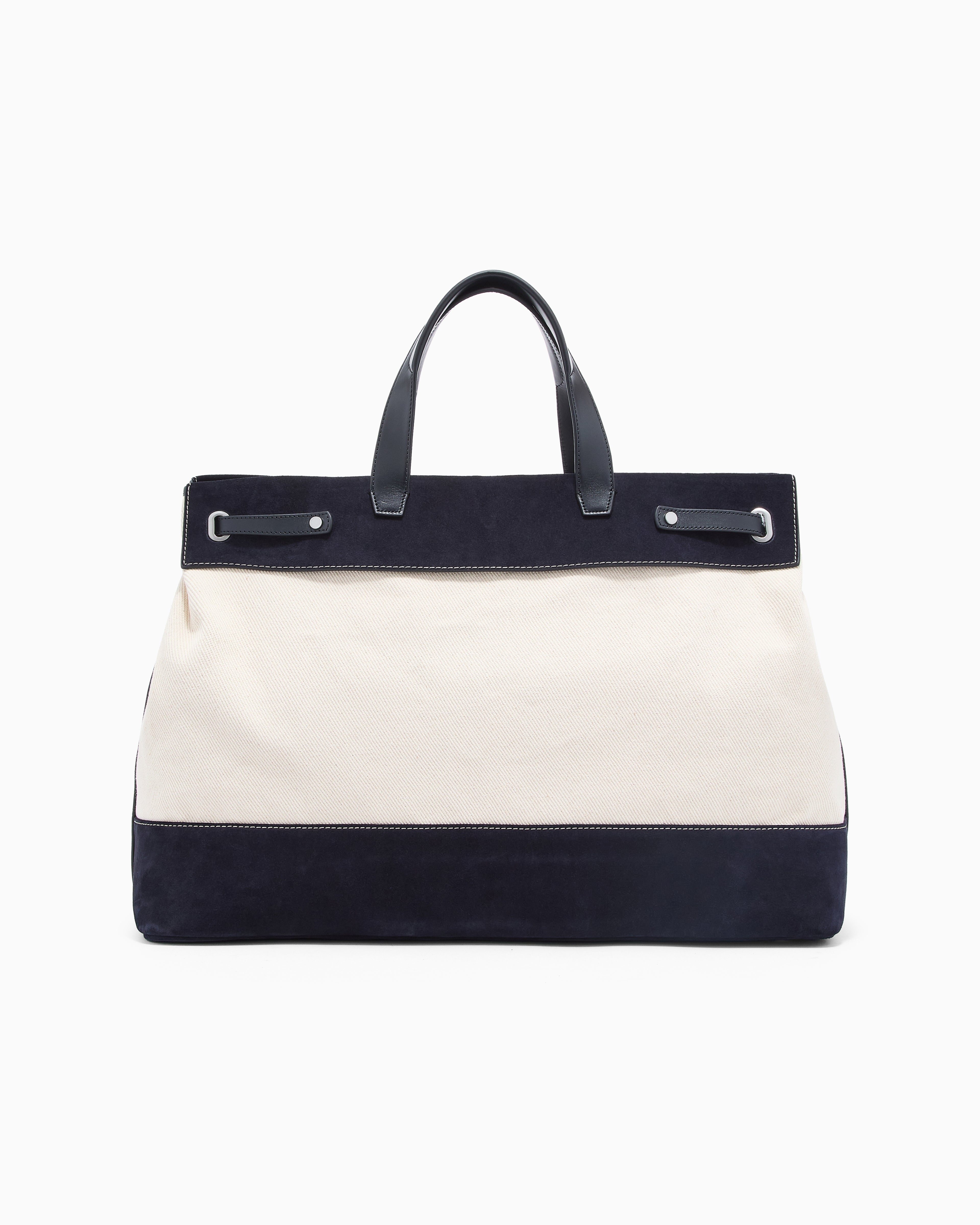 Emporio Armani Canvas shopper bag with leather details