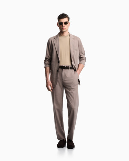 Emporio Armani Single-breasted jacket in waffle-effect armure fabric