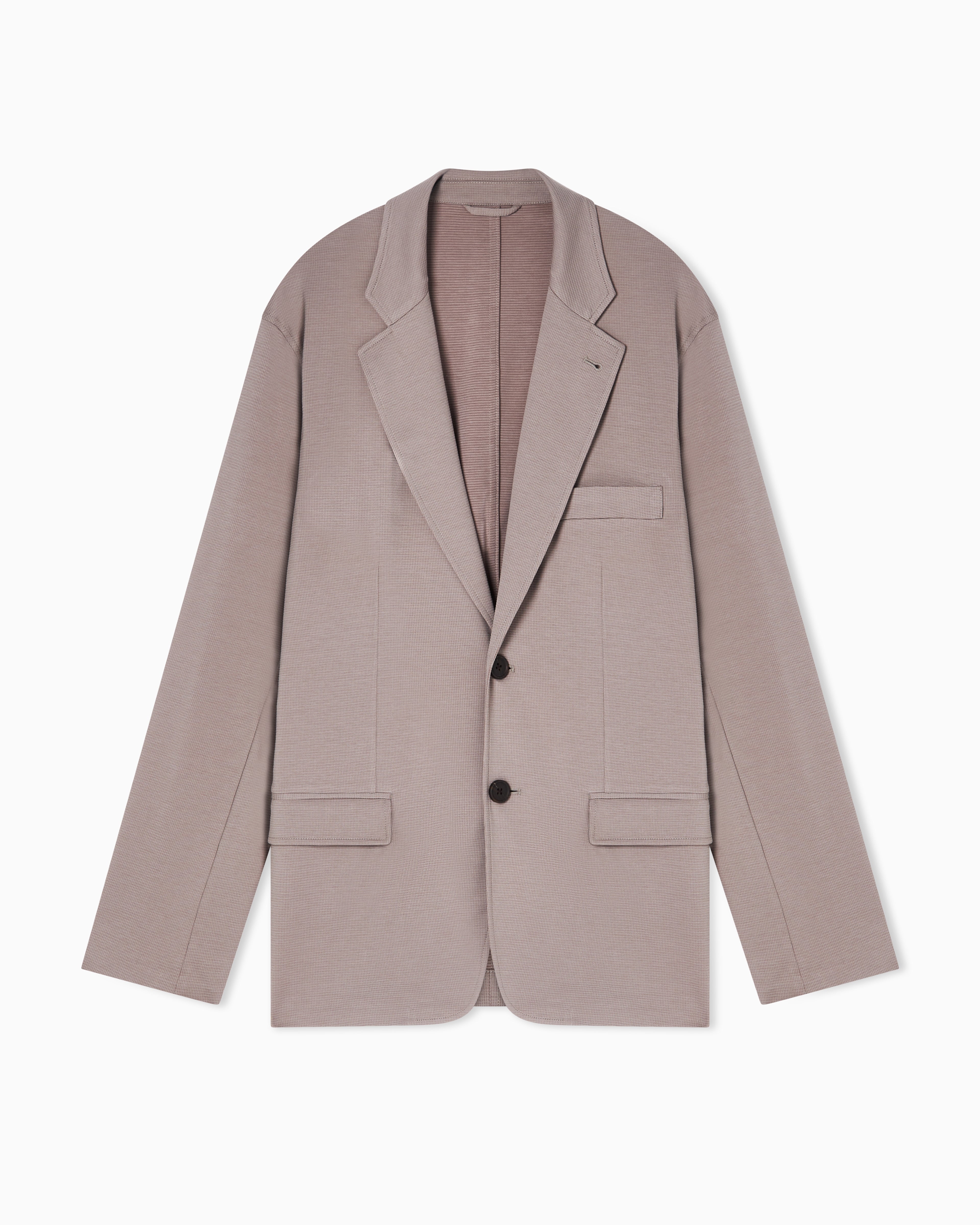 Emporio Armani Single-breasted jacket in waffle-effect armure fabric
