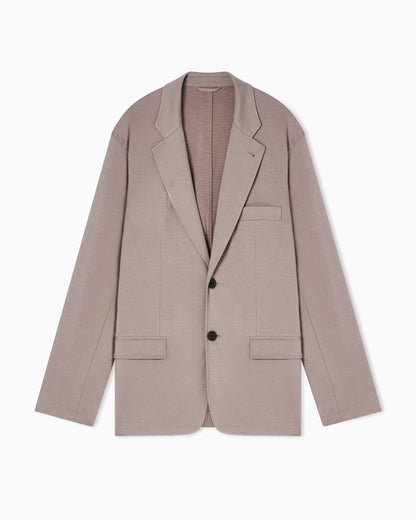 Emporio Armani Single-breasted jacket in waffle-effect armure fabric