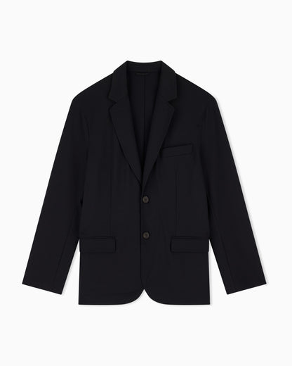 Emporio Armani Single-breasted jacket in waffle-effect armure fabric