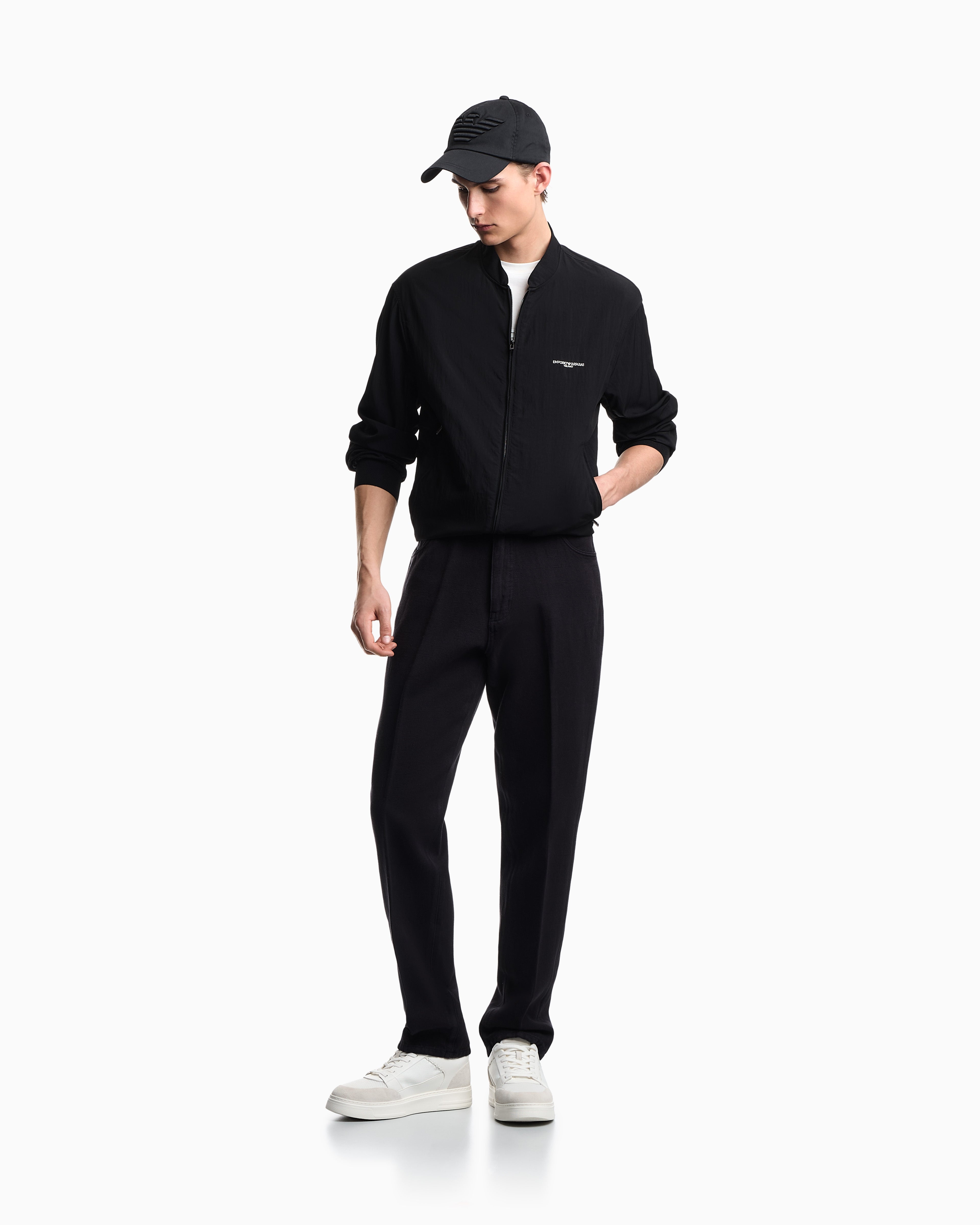 Emporio Armani Nylon blouson with micro logo embroidery