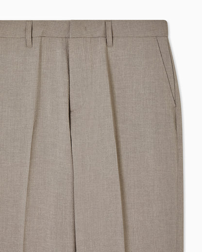 Emporio Armani Pleated technical seersucker fabric trousers