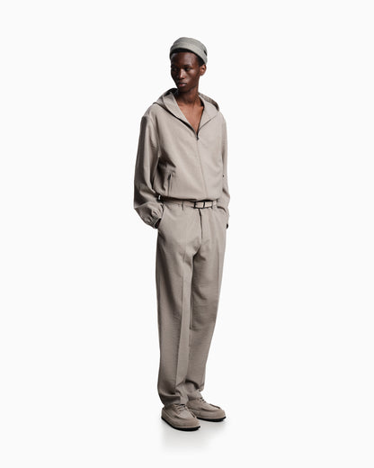 Emporio Armani Pleated technical seersucker fabric trousers