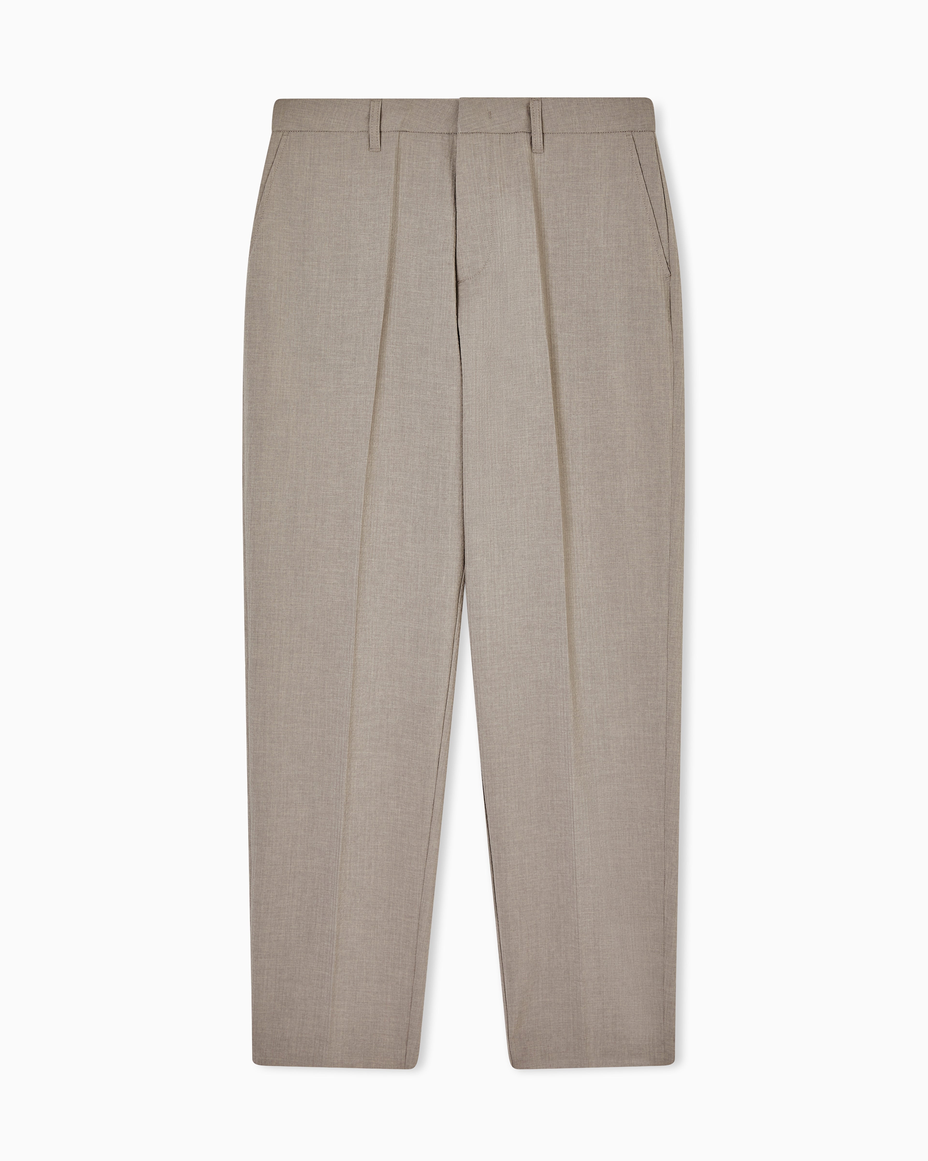 Emporio Armani Pleated technical seersucker fabric trousers