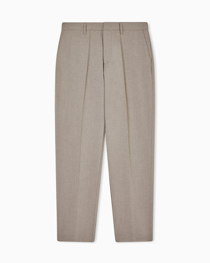 Emporio Armani Pleated technical seersucker fabric trousers