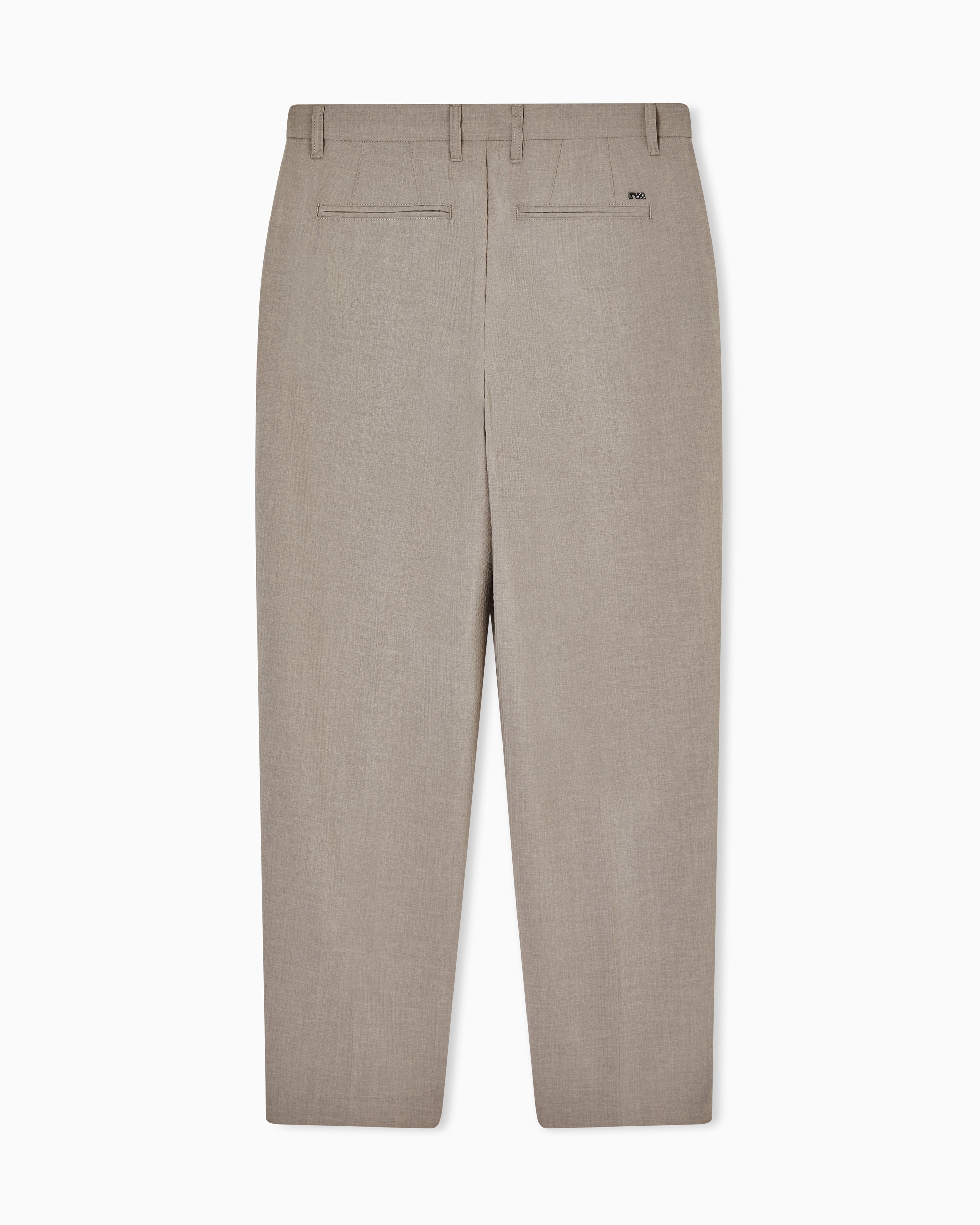 Emporio Armani Pleated technical seersucker fabric trousers