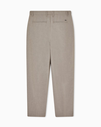 Emporio Armani Pleated technical seersucker fabric trousers